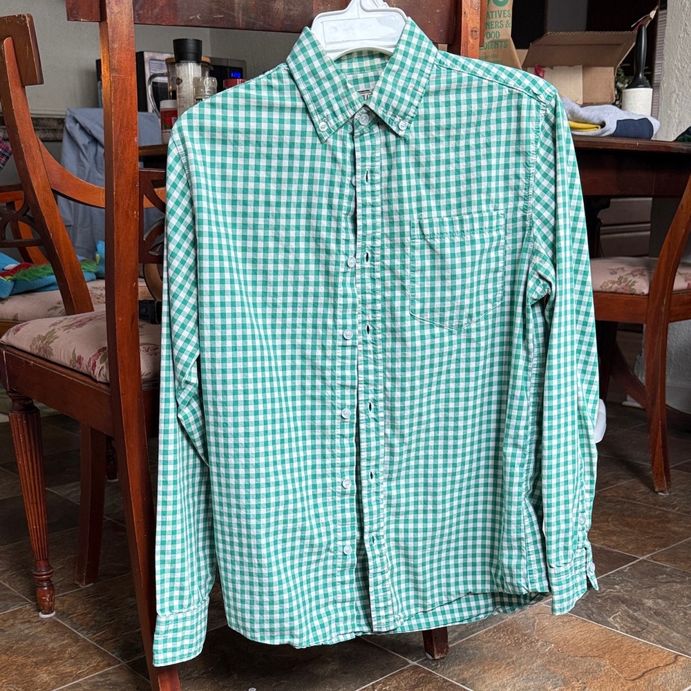 Men's Green Check Button-Down Shirt